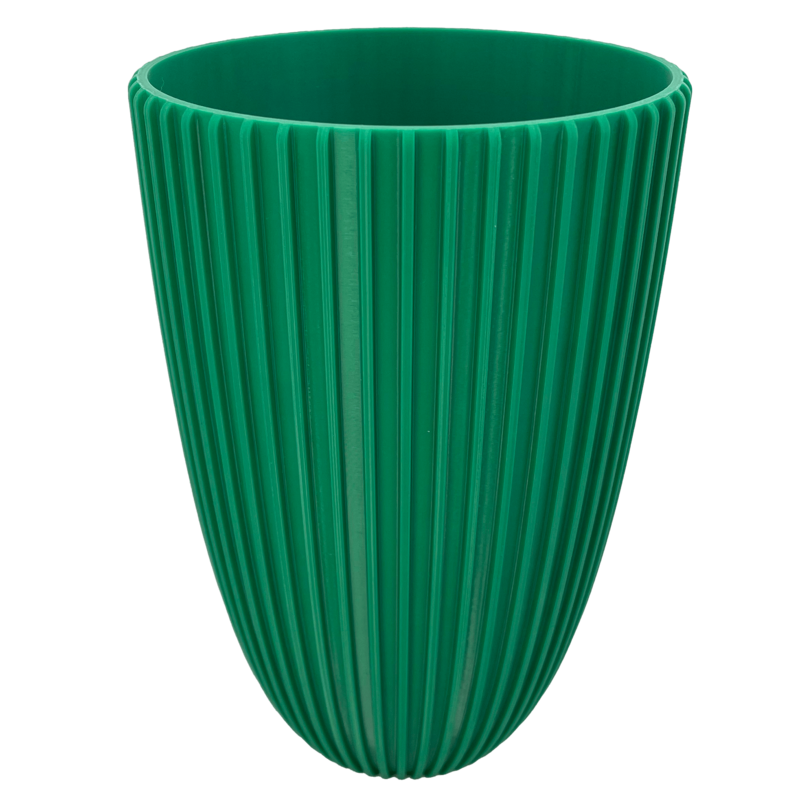 Groene geribbelde vaas
